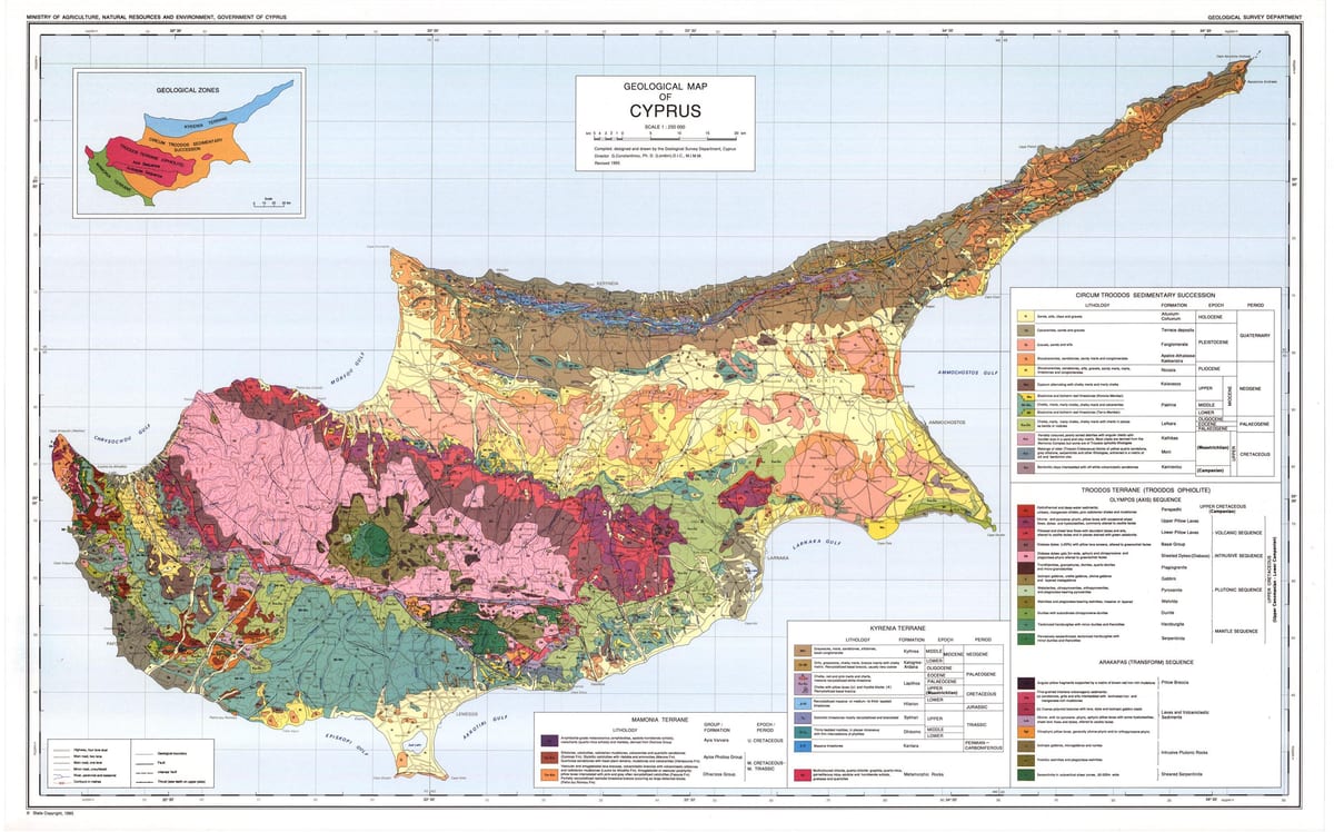 塞浦路斯的地理地图