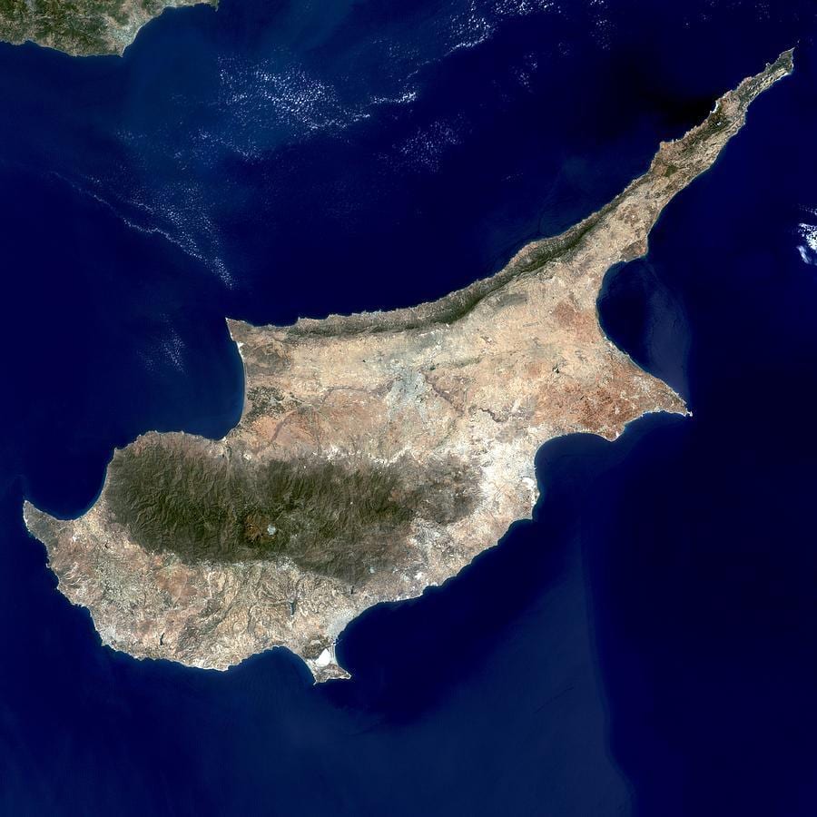 塞浦路斯的卫星地图