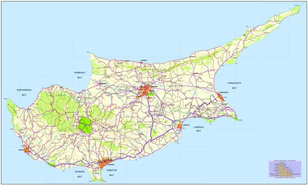 地图的最好的海滩，在塞浦路斯