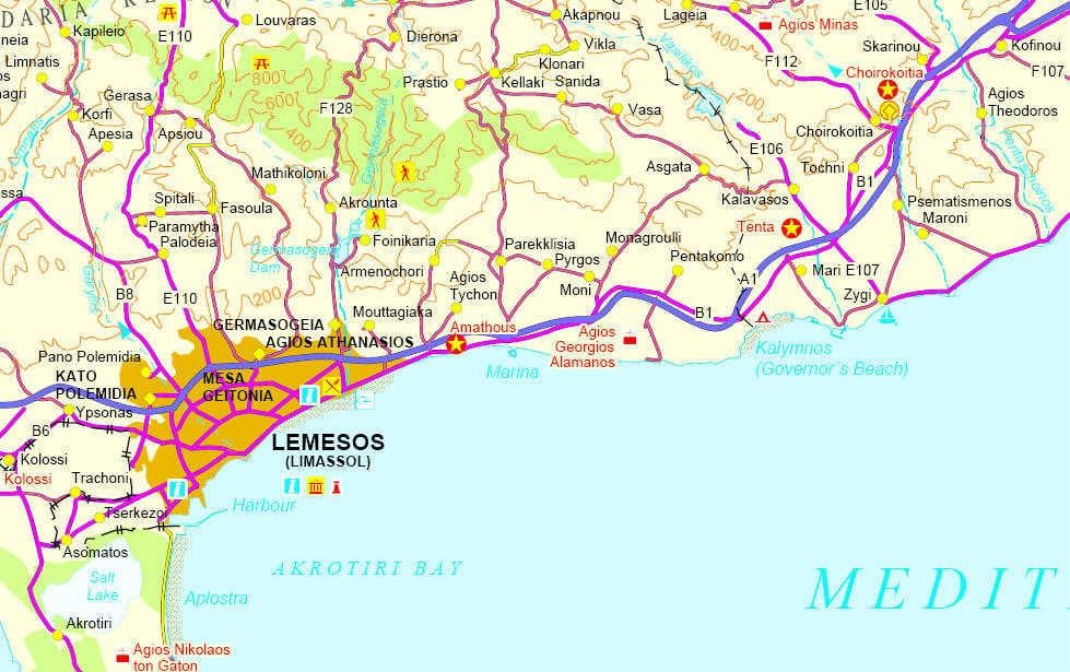 塞浦路斯高尔夫球场的地图