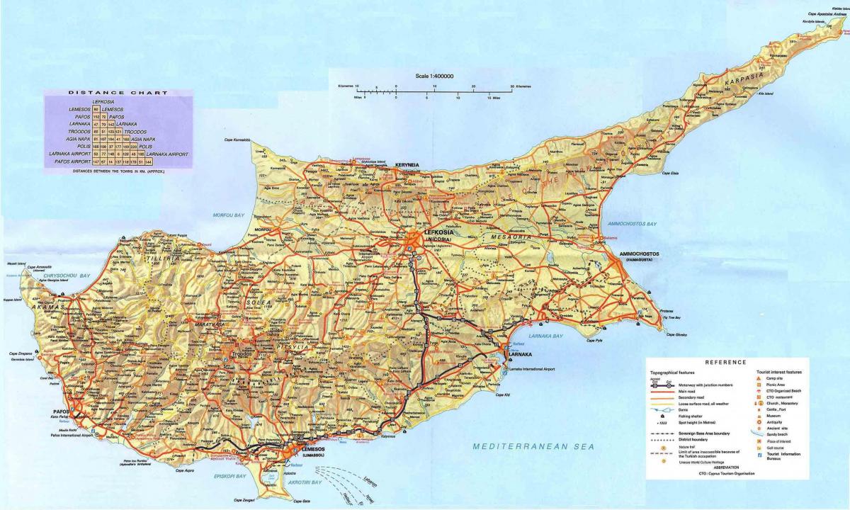 地图塞浦路斯的度假胜地