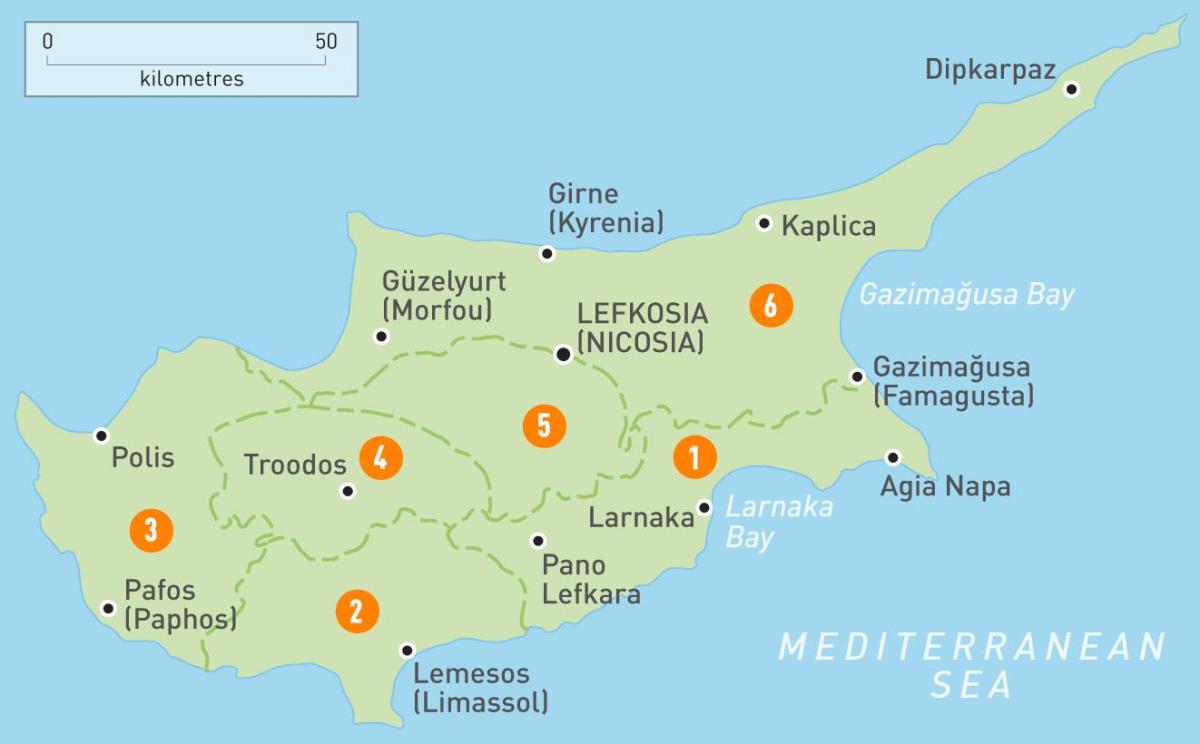 地图塞浦路斯国家