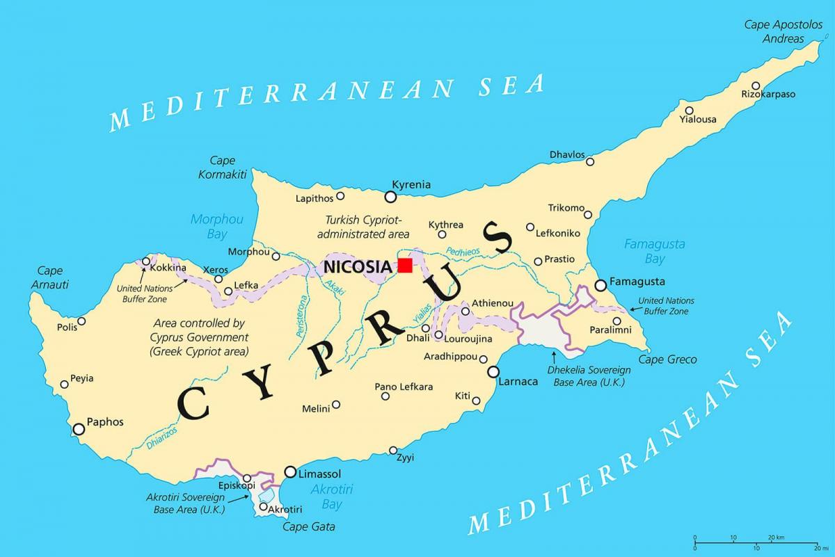 地图显示塞浦路斯