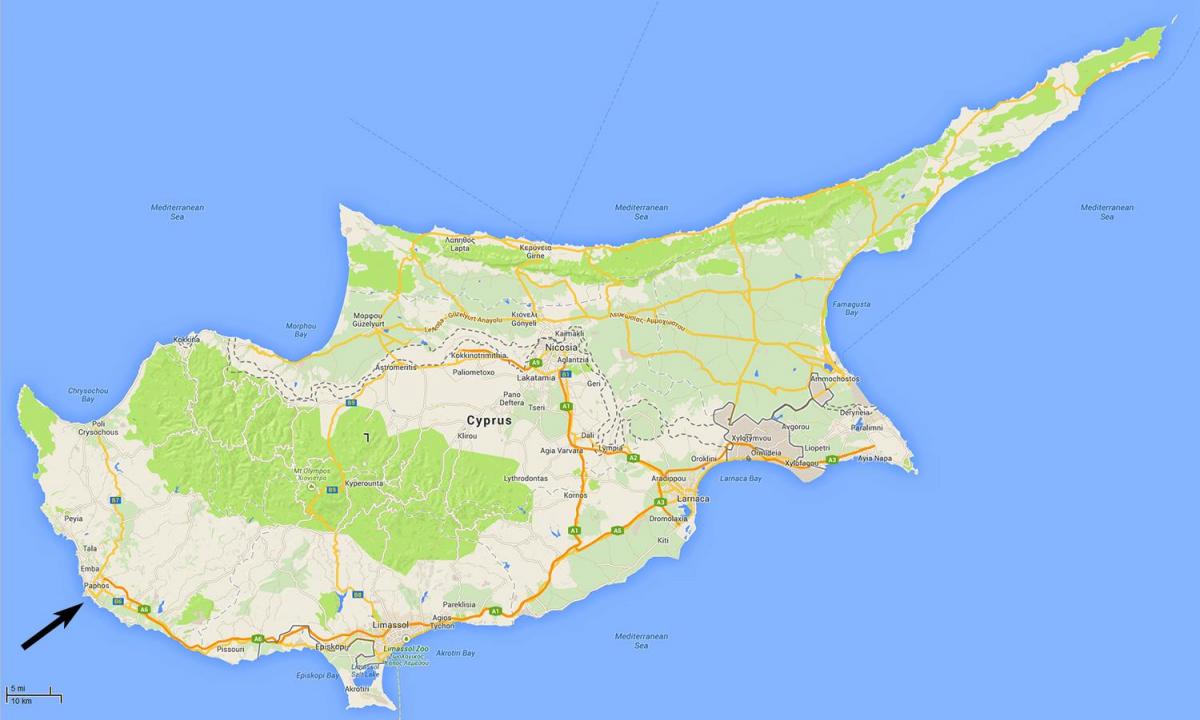 地图塞浦路斯帕福斯