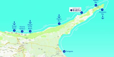 地图的海龟海滩塞浦路斯