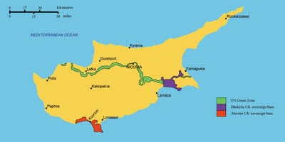 地图上的南塞浦路斯