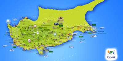 地图拉腊塞浦路斯海滩